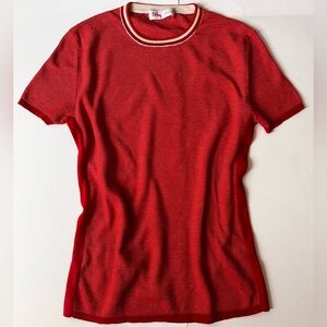 Orley Red/White Knit Crew Top Women’s Medium~Orley Vintage Knit Top